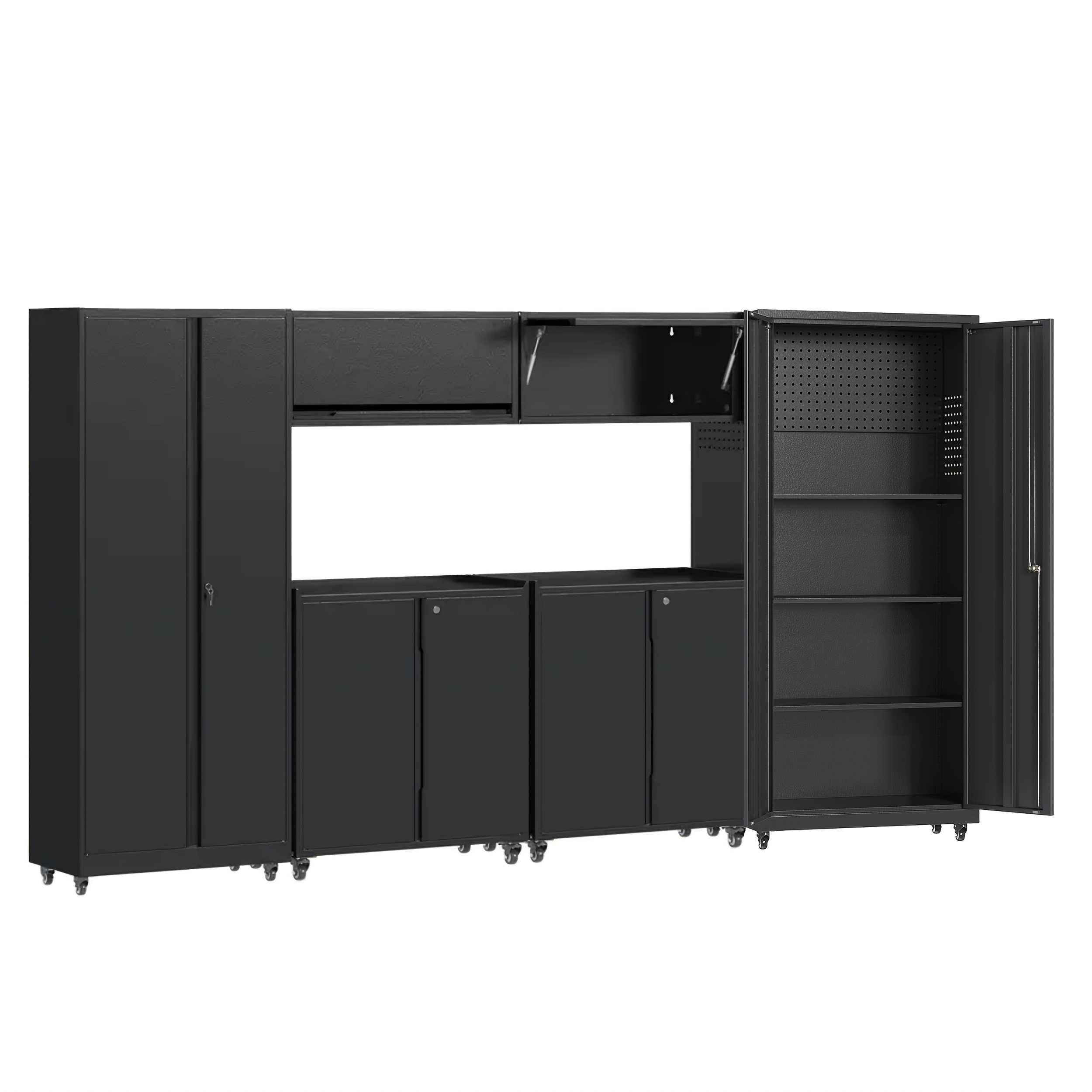 TEMU For Garage Tool Cabinet Set 6pcs, For Garage Tool Cabinet, For Garage Cabinet, Storage System, Tool Box, Workbench With Adjustable Shelves For