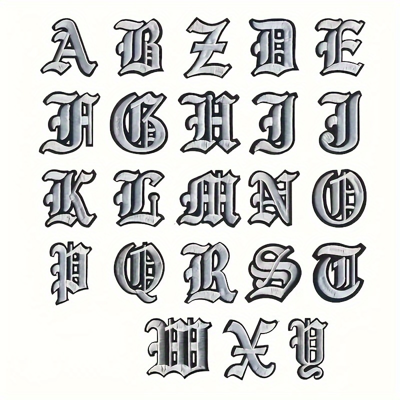 

26 Pieces Gothic Alphabet Iron-on Patches, A-z Varsity Letter Appliques, Embroidered Decorative Patch Set For Clothing, Bags, Hats, T-shirts, Jeans, Jackets, Diy Accessories