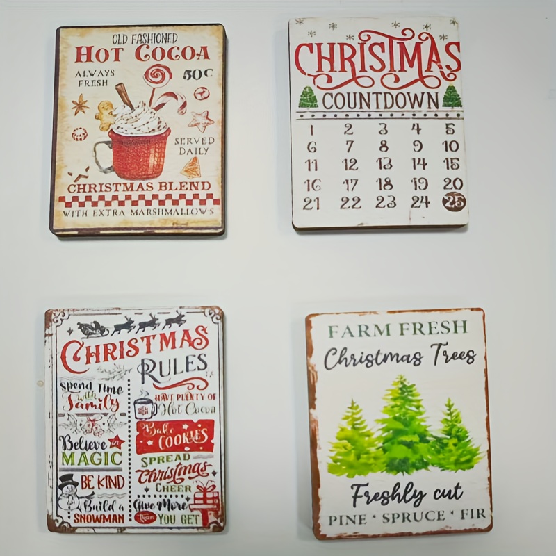 Image of 4pcs, 1:12 Scale Christmas - 4 Designs, Countdown To Christmas/christmas Rules/christmas Tree/, Miniature Plaques halloween Christmas Decoration