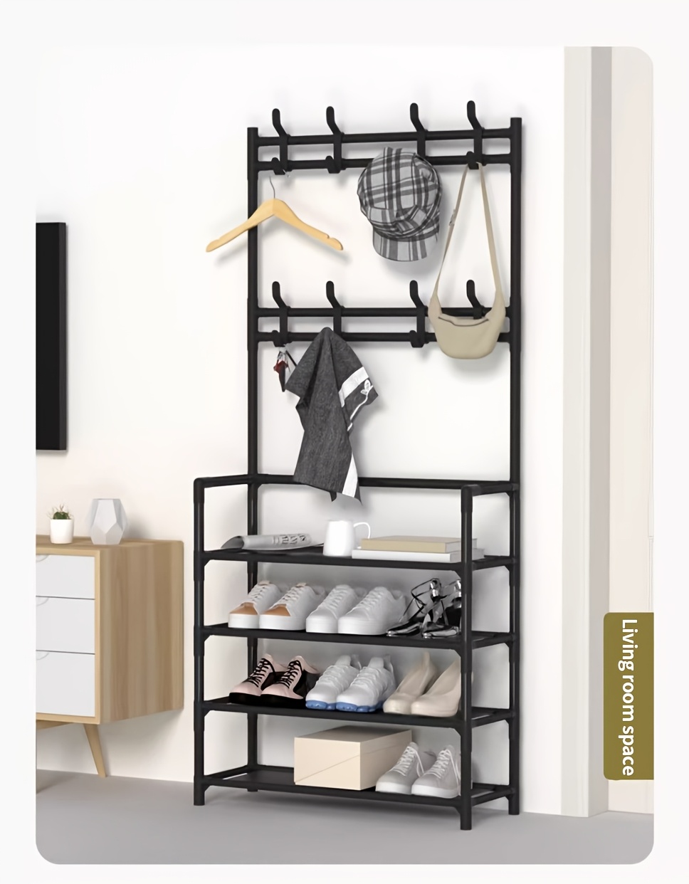 4-5 Tier Shoe Rack - Space-Saving, Easy Assembly, Durable Design for Entryway And Bedroom, Minimalist Style, Efficient Sneaker Storage, Shoe Storage Solution | Modern Shoe Rack | Durable Construction, Dorm Entrance Storage Rack for Shoes And Hats