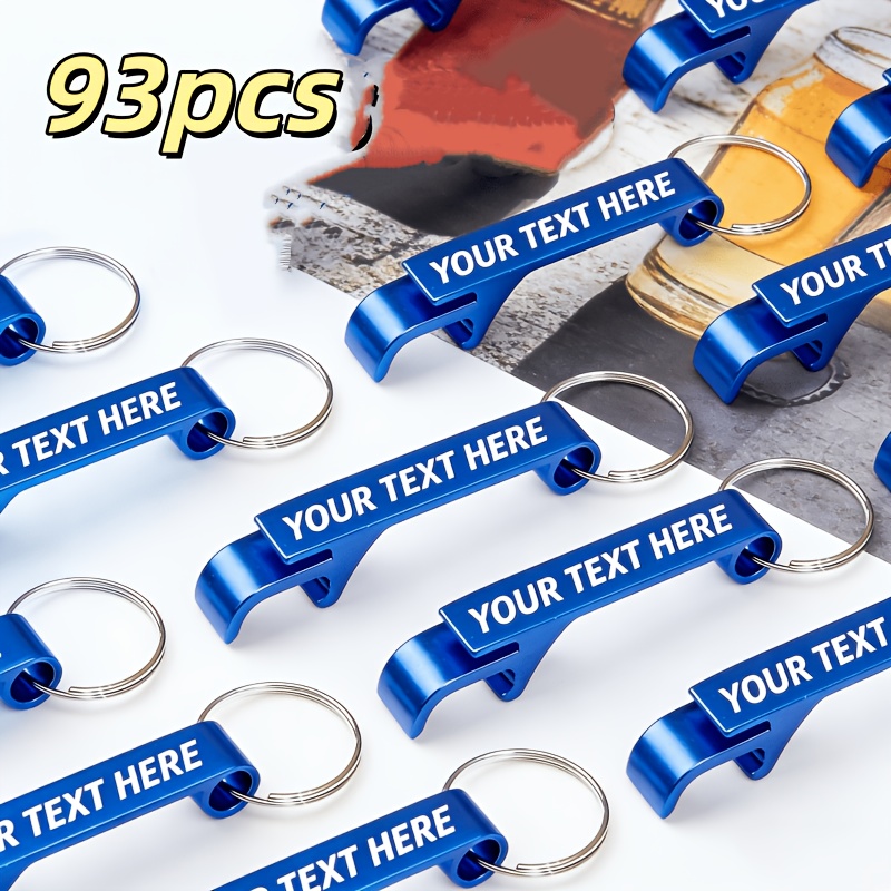 TEMU 93pcs Bottle Opener Keychains Bulk Engraved Logo Keychains Easily Open Drinks Suitable For Family Gatherings Outdoor Camping Business