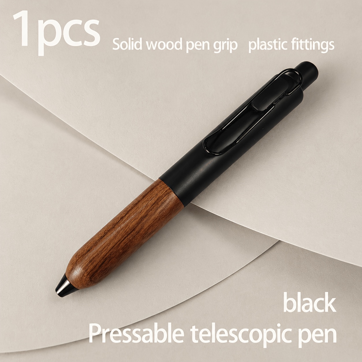 TEMU 1pc Mini Pocket Retractable Pen, Press-out Retractable Pen (solid Wood Metal Plastic), Refillable, Chubby Thick , Short Pen, Small Pen, Pocket