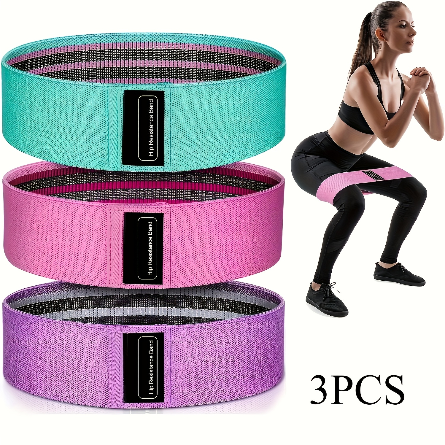 set of 3   non slip yoga   bands suitable for stretching strength training squats   and core workouts in pink purple and green ideal for home gyms and travel