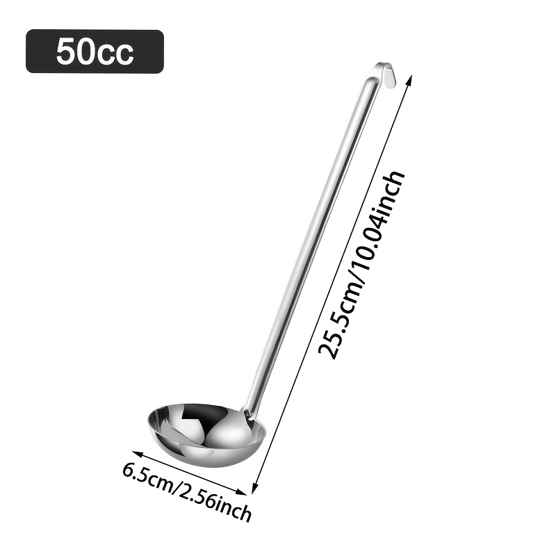 TEMU 1pc, Stainless Steel Kitchen Cooking Long Handle Spoon, Long Handle Soup Spoon, Sauce Spoon, (50/80/115/150/210cc) Spoon, Stirring//serving/stir