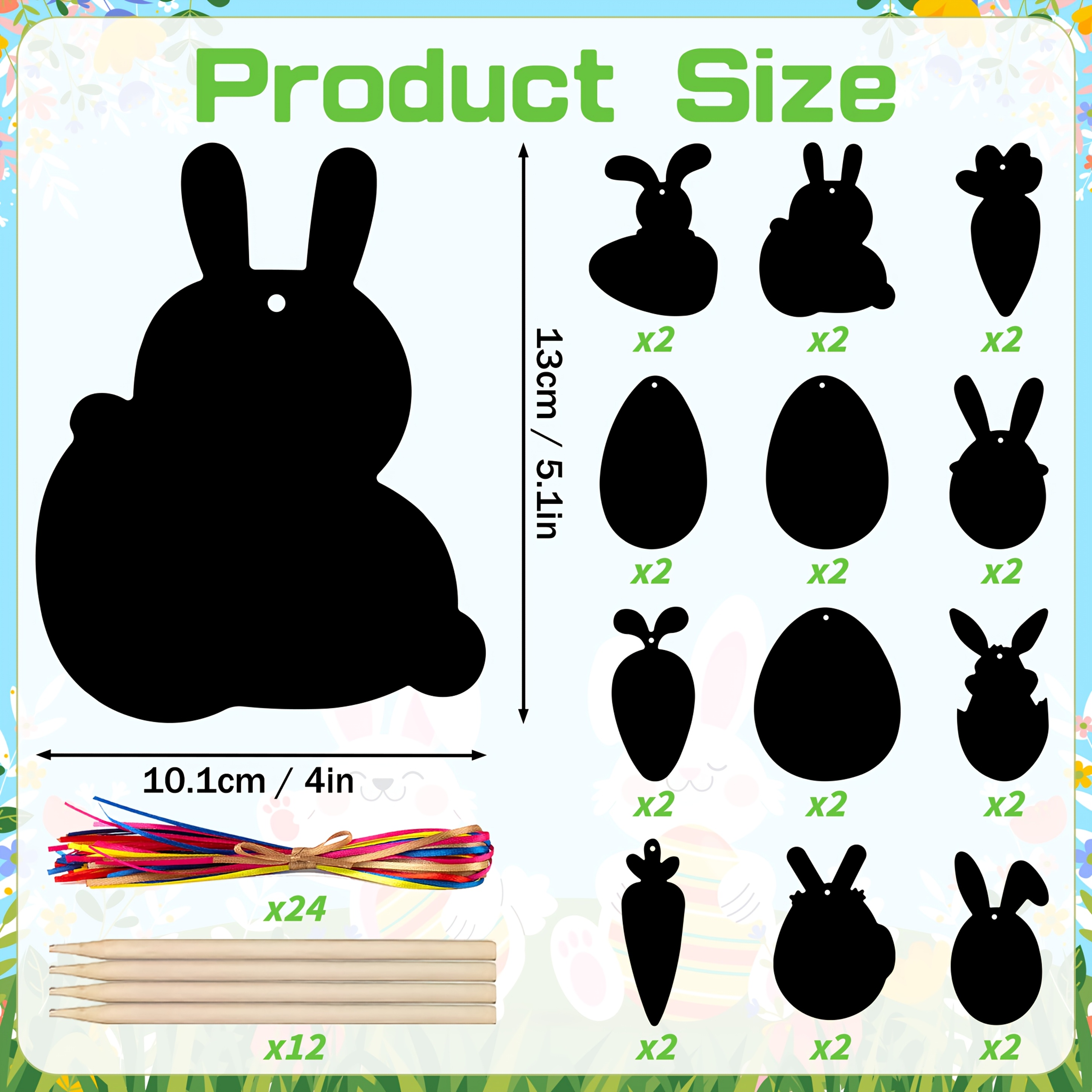 Image of 24pcs/48pcs Ahabfun Easter Scratch Art - Scratch Paper With Egg, Bunny, Carrot Designs | Non-toxic For, For -ages Party Favors, Classroom Crafts, Basket Fillers (no Chemicals)