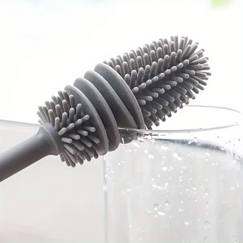 Versatile Long-Handled Silicone Brush for Cups & Bottles - Reusable, Ideal for Kitchen, Bathroom, Car Cleaning, Bathroom Cleaning Tools