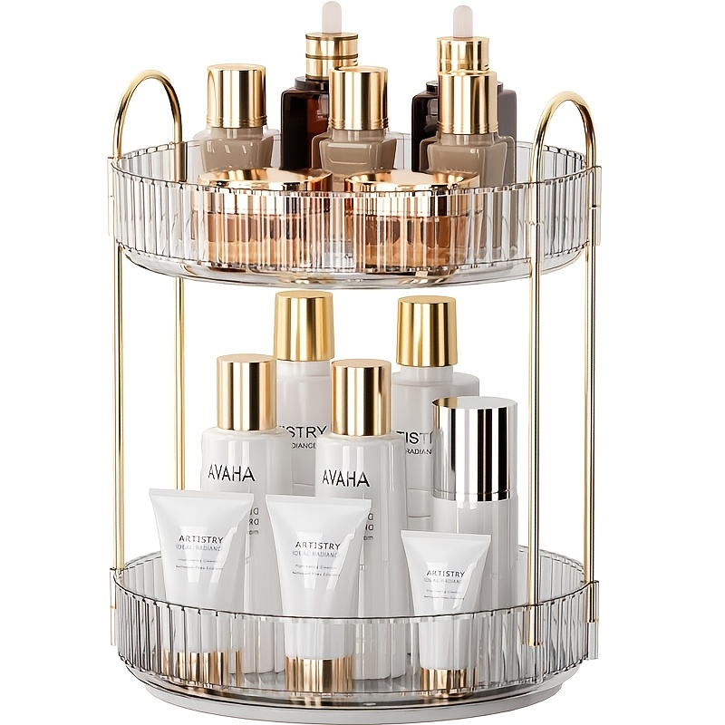 Temu – TEMU 360° Rotating Cosmetic Storage Box For Vanity, Bathroom, And Travel – Large-capacity Countertop Holder For Lipsticks, Perfumes, And Skincare