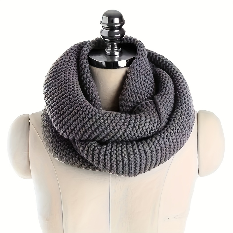Image of Cozy Double-layered Knit Neck Warmer Scarf - Soft, Warm, And Stylish Winter Accessory For Men And Women - Perfect For Outdoor Activities, Daily Wear, And Gift Ideas