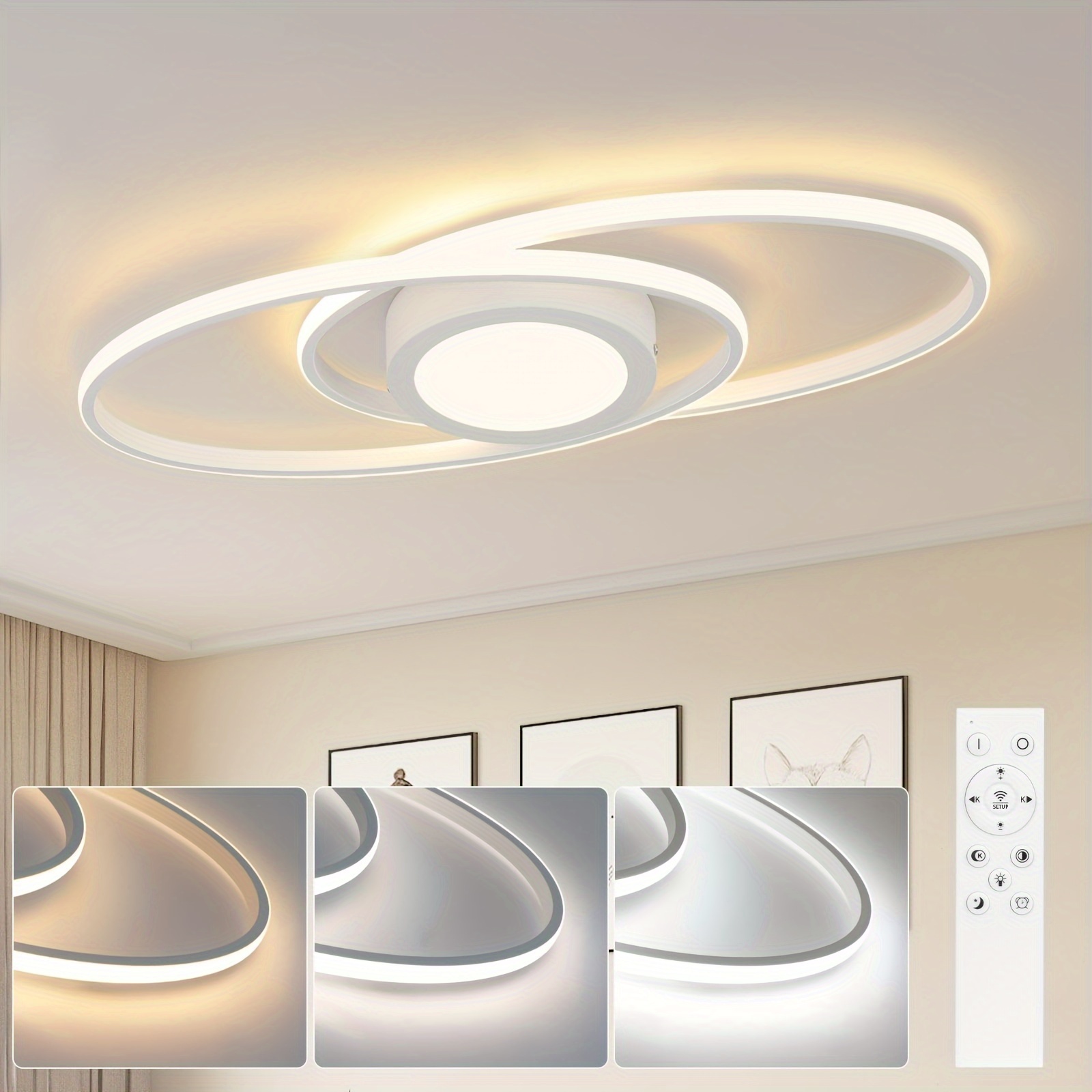TEMU Led Ceiling Light - Suitable For Living Rooms And Bedrooms, With Remote Control And Dimmable Light. Used As A Bedroom Light, And Is Suitable For