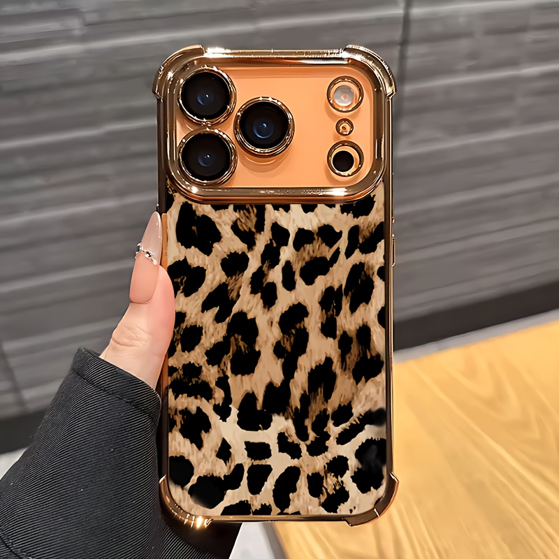 TEMU Coque de téléphone - Coque de téléphone portable transparente à motif créatif et texture imprimé léopard tendance, compatible avec Iphone 17/17