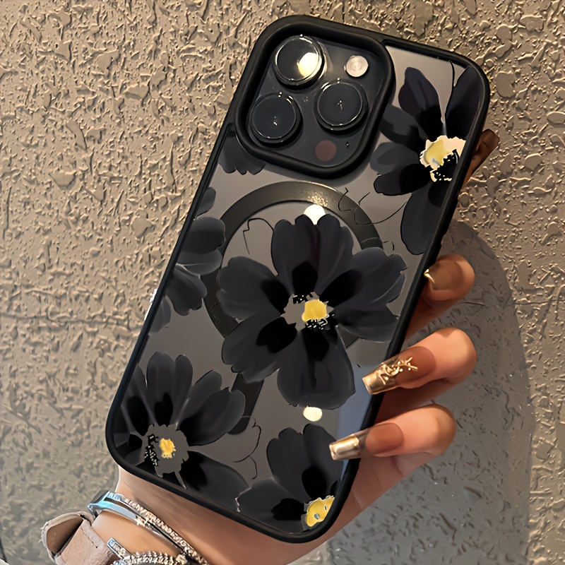TEMU Coque de téléphone - 1pc de petite coque de téléphone magnétique à floraux, entièrement protectrice et antichoc, convient aux iPhone, y les