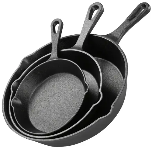3pcs 4pcs cast set heavy duty pre cookware for heat non stick multi functional with ergonomic handles frying pans for indoor and outdoor cooking