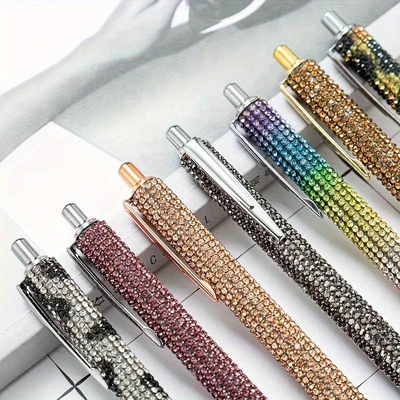

1pc, Luxury Crystal Ballpoint Pens, Diamond-encrusted, Metal Body, Retractable, 0.5mm, Glamorous Stationery