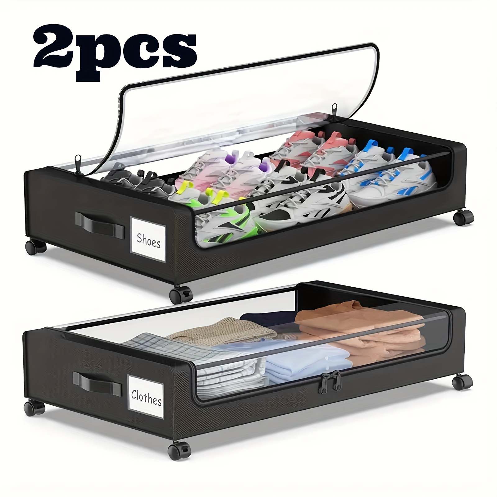 TEMU Underbed Storage Box Underbed Chest Of Drawers With Wheels Lid Metal Frame Bed Box Organizer Storage Bag Foldable Underbed Box For Clothes Shoes