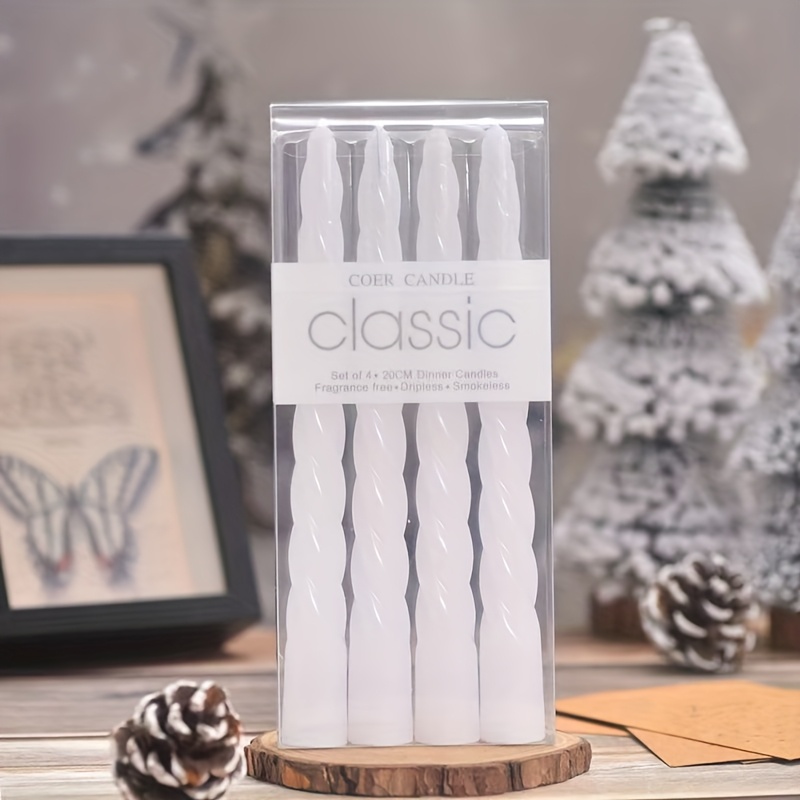 Image of 4pcs Pack Spiral Glowing Candles - Sparkling Wick, Smoke-free Wax For Burn, Suitable For Holiday Parties, Dinner Decor, Photo Backdrops - Decorative Candles For Candles (no Scent)