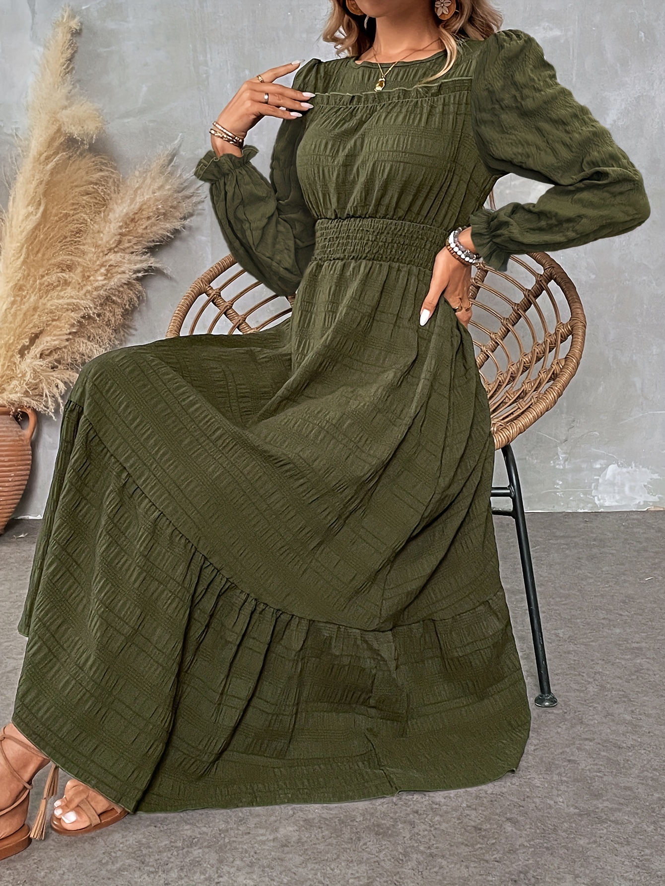 knee length dresses for ladies Long Mother-of-the-Bride Dress with Long Sleeves Rose / 20