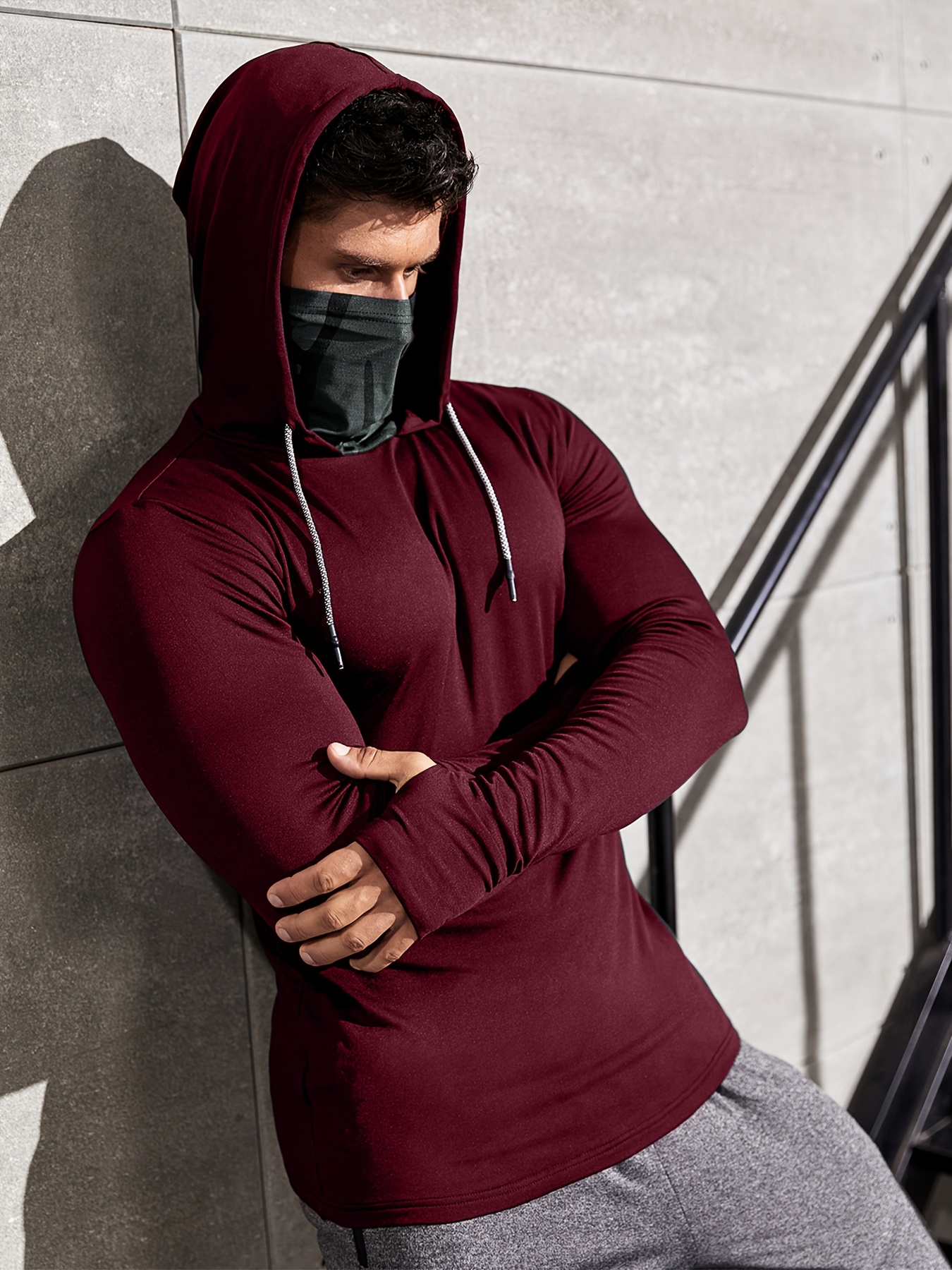 mens sports hoodie with adjustable drawstring