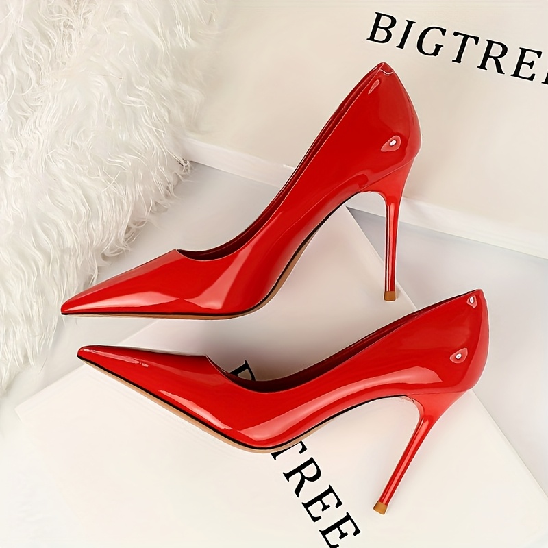 women's red pointed toe stiletto heels ultra high thin heel, synthetic cover, all season versatile dress shoes for professional & formal events, formal footwear, sleek shoe design, durable rubber sole