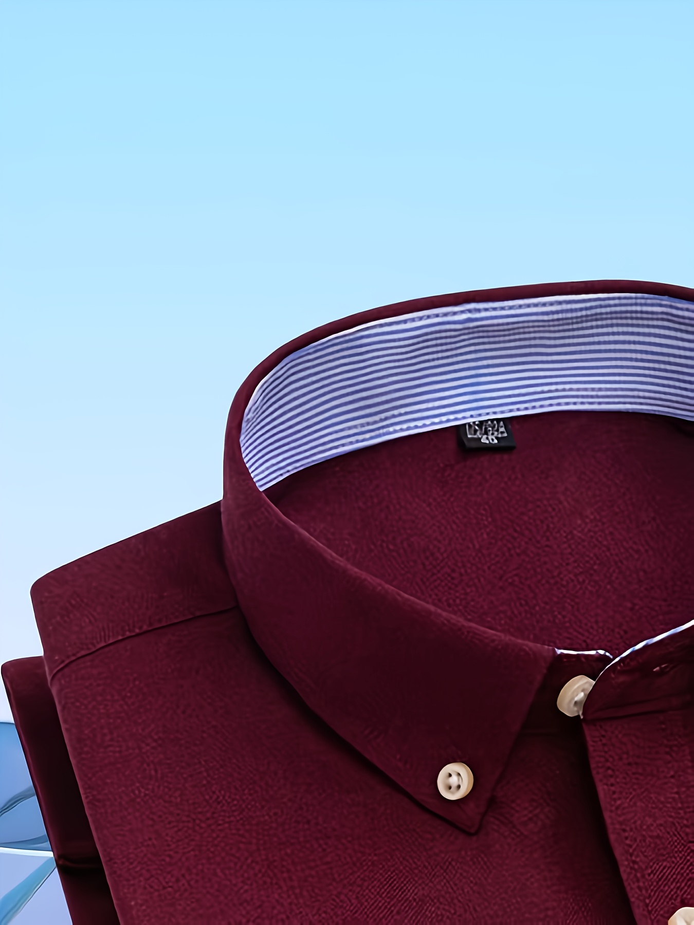 قميص رجالي عصري كاجوال بأكمام طويلة من قماش أكسفورد | مطرز، بأزرار، مناسب للعطلات وعصرية، متوفر بألوان متعددة