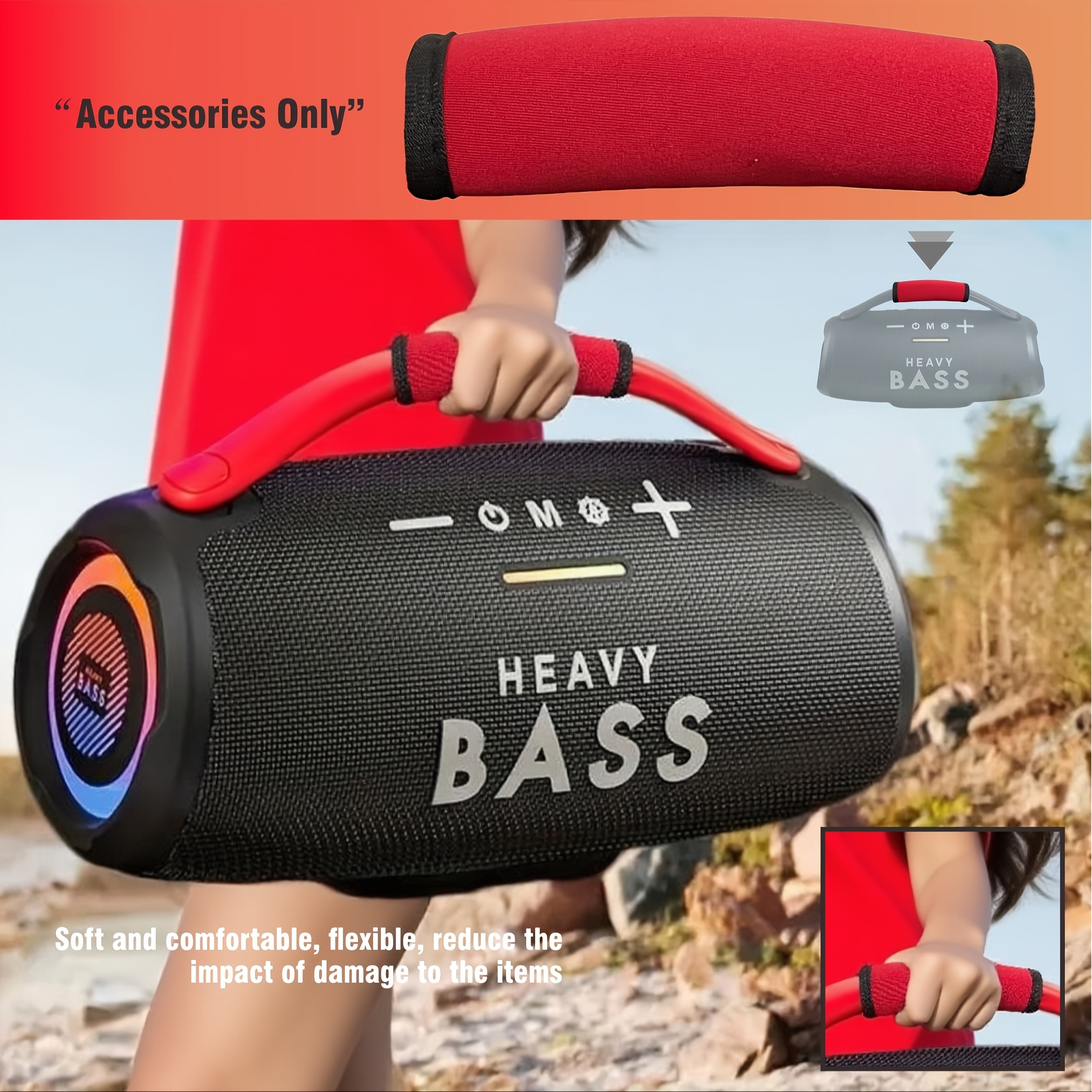 1pc Heavy Bass Speaker Handle Wrist Strap - Red Fabric, Durable and Comfortable, Suitable for Car Stereo Speakers, Perfect as an Easter and Christmas Gift for Car Stereo Accessories | Durable Design, Designed for Heavy Bass Speakers