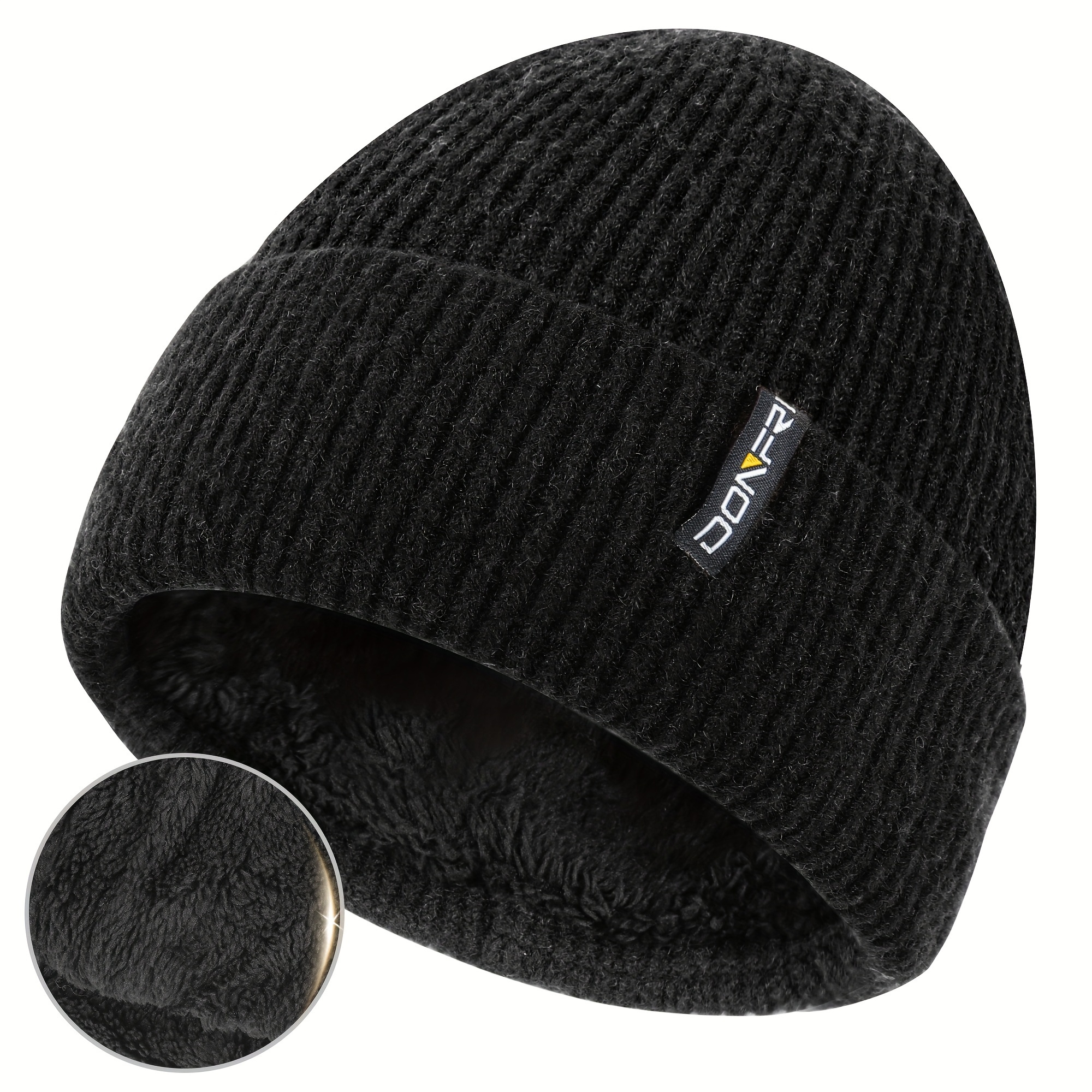 Image of Double-layer Winter Thermal Hat For Women, Brimless Hat, Knitted Hat, Men's Additions, Ear Protection Thermal Hat, Grey Casual Hat, Black Sports Casual Hat, Brown Winter Warm Hat
