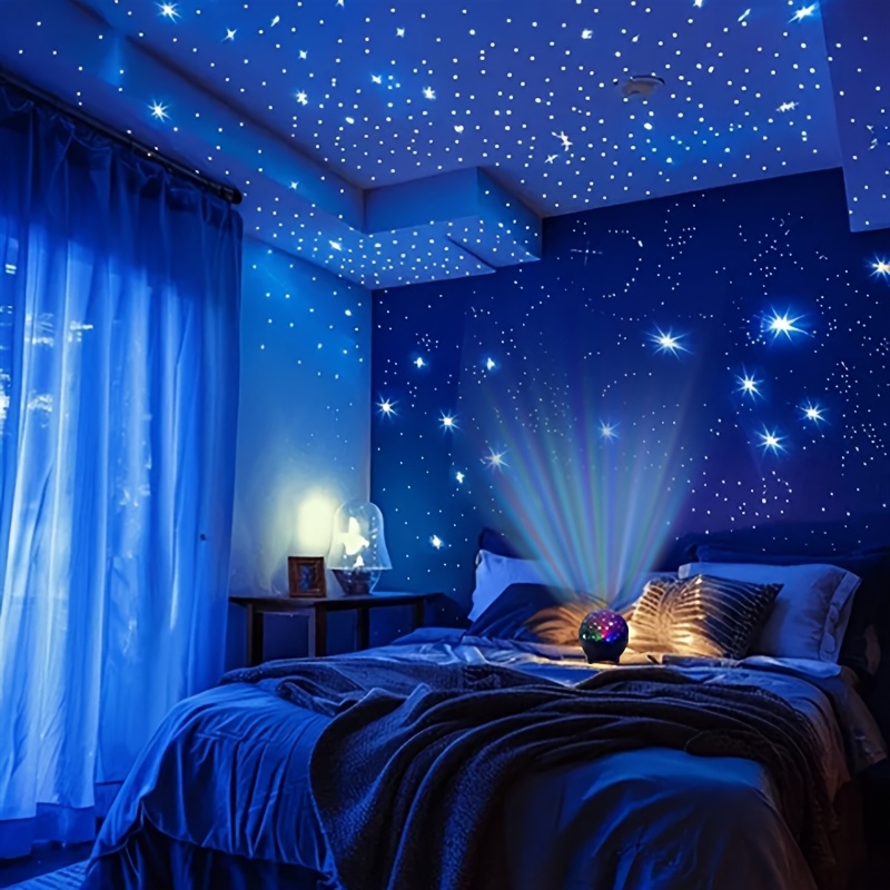 1pc Colorful Projection Night Light — Romantic Starry Sky Projector Lamp — Led Ambient Light For Bedrooms, Parties, And Home Decor