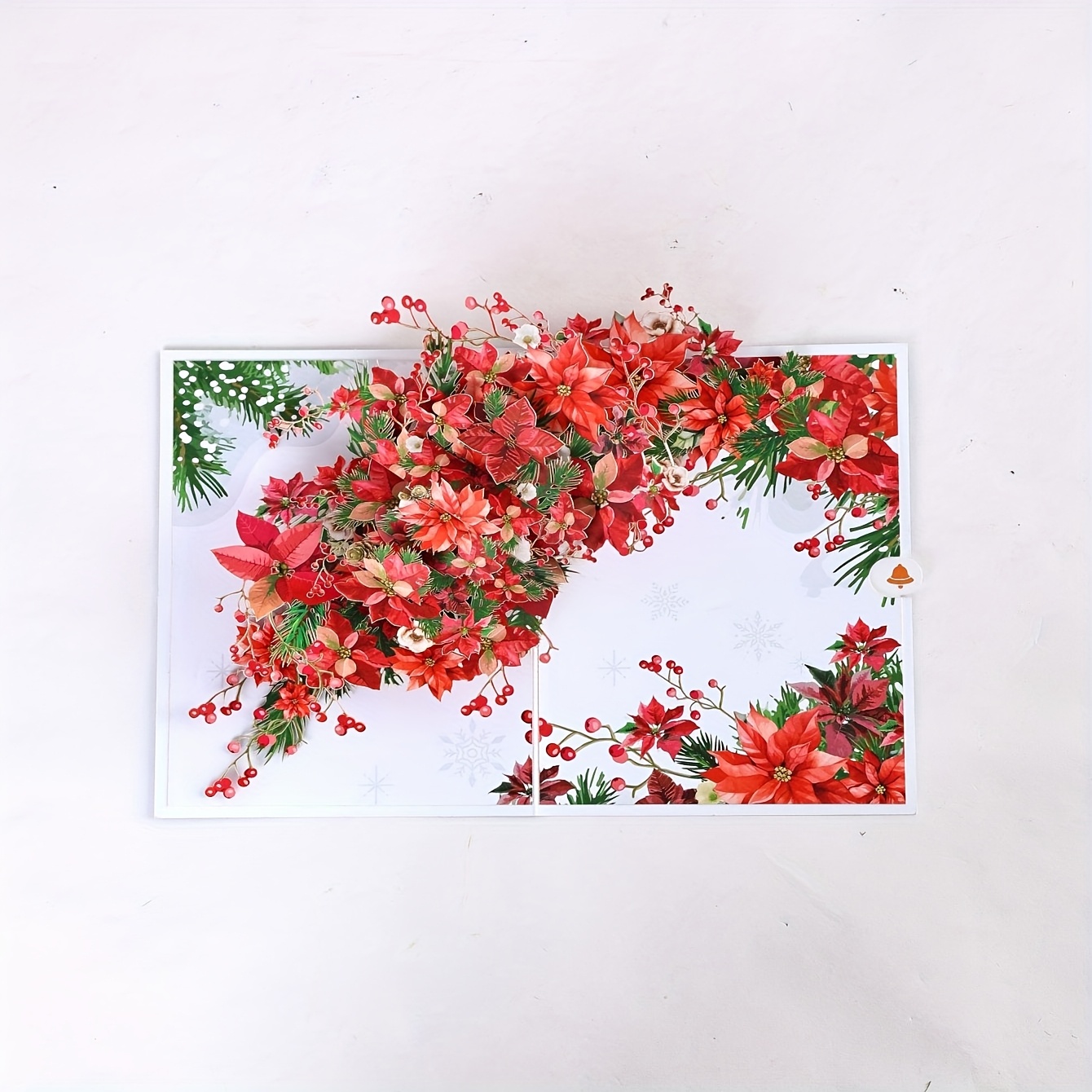1pc Christmas Poinsettia 3d Pop-up Card, Christmas Holiday Greeting Card For Thank You, , Birthday Card For Mother, Family, On Occasion, Pop-up Card With Envelopes