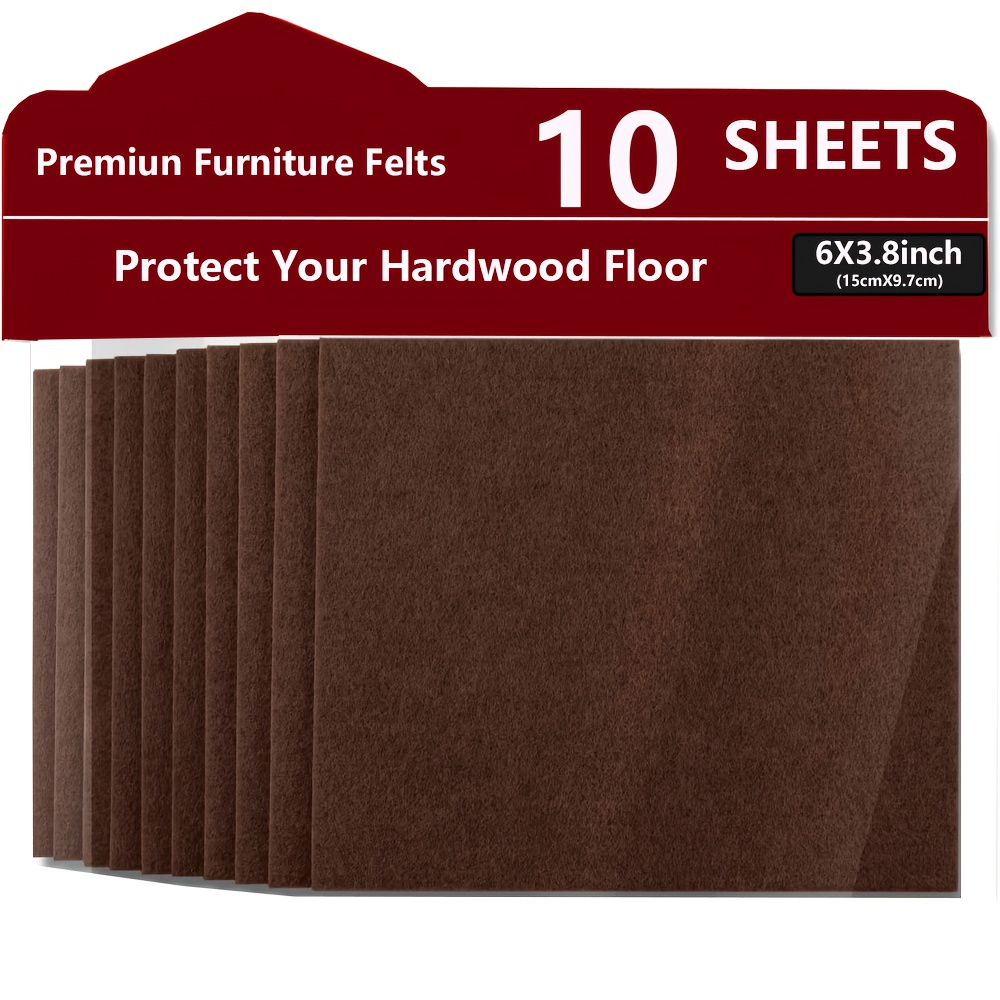 TEMU 10pcs Set - Self-adhesive Square Furniture Felt Pad Surface Protective Pad, Suitable For Hardwood, Ceramic Tiles, Laminated Flooring - Cut