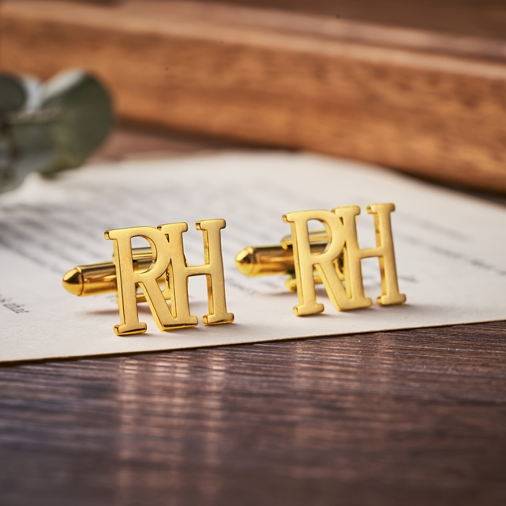 Customized Minimalist Double Letter Cufflinks for Couples