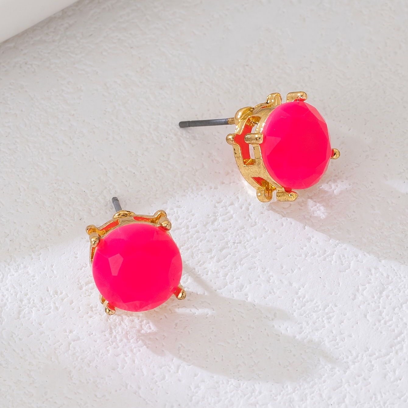 TEMU 1 Pair Fashionable Sweet-colored Stud Earrings Easy Elegant Multicolor Trendy All-match Ear Jewelry Suitable For Women' Wear