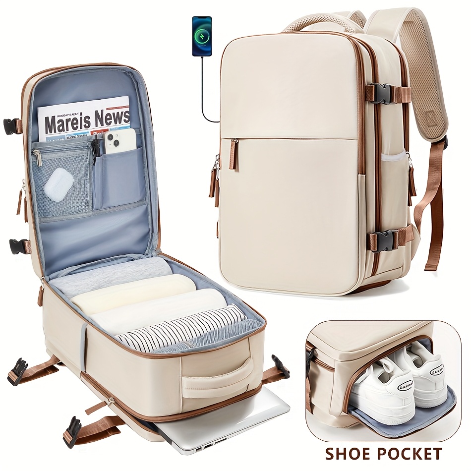Multi Compart*t *'S Backpack, Large Capacity Design, Independent Shoe  Compart*t, with USB Charging Port, Suitable for Boarding Travel Bags *  Students' * on Bags