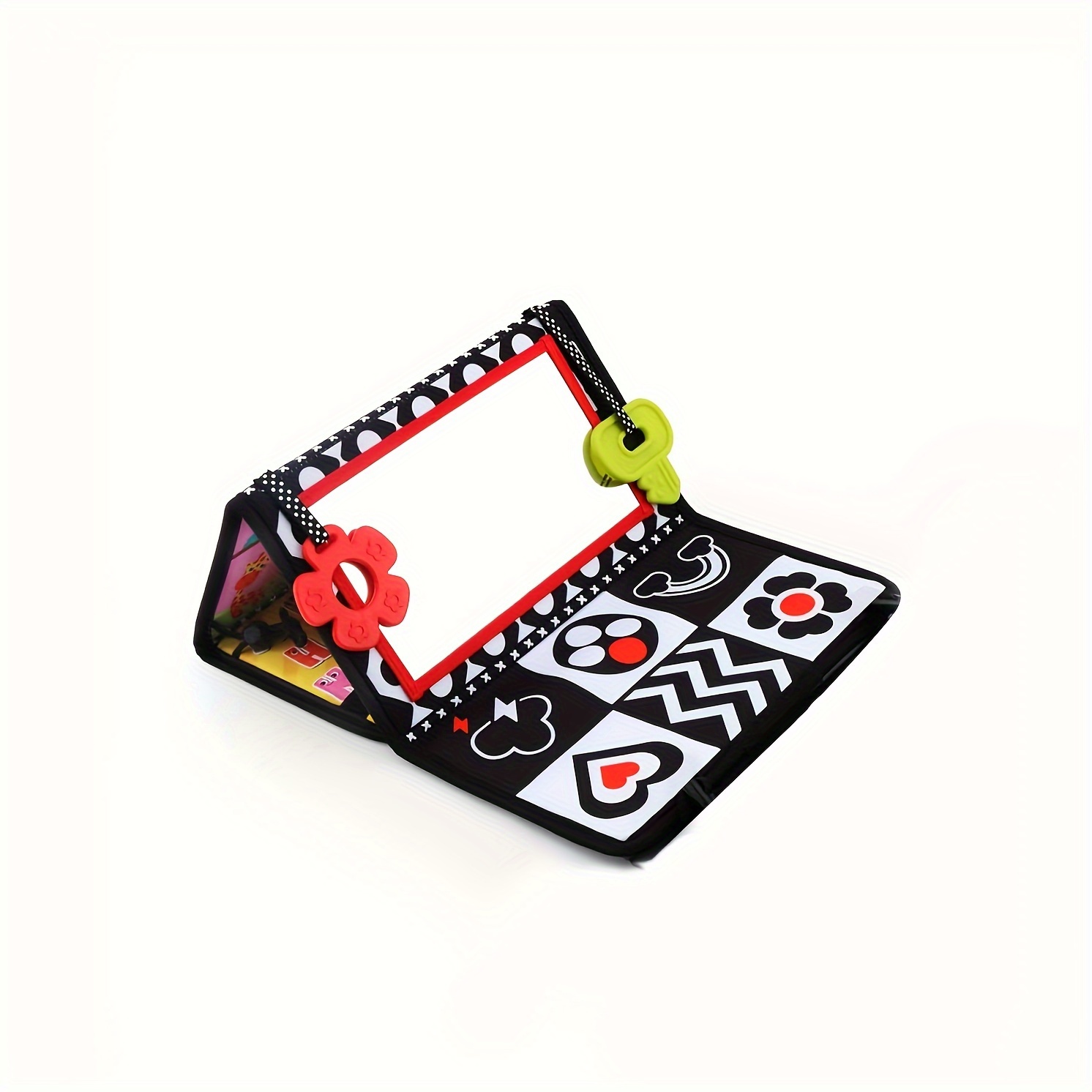 TEMU Tummy Mirror With Teethers Double-sided Black And White High Contrast Baby Mirror, Essential Sensory Toy For Newborns And Infants, Developmental