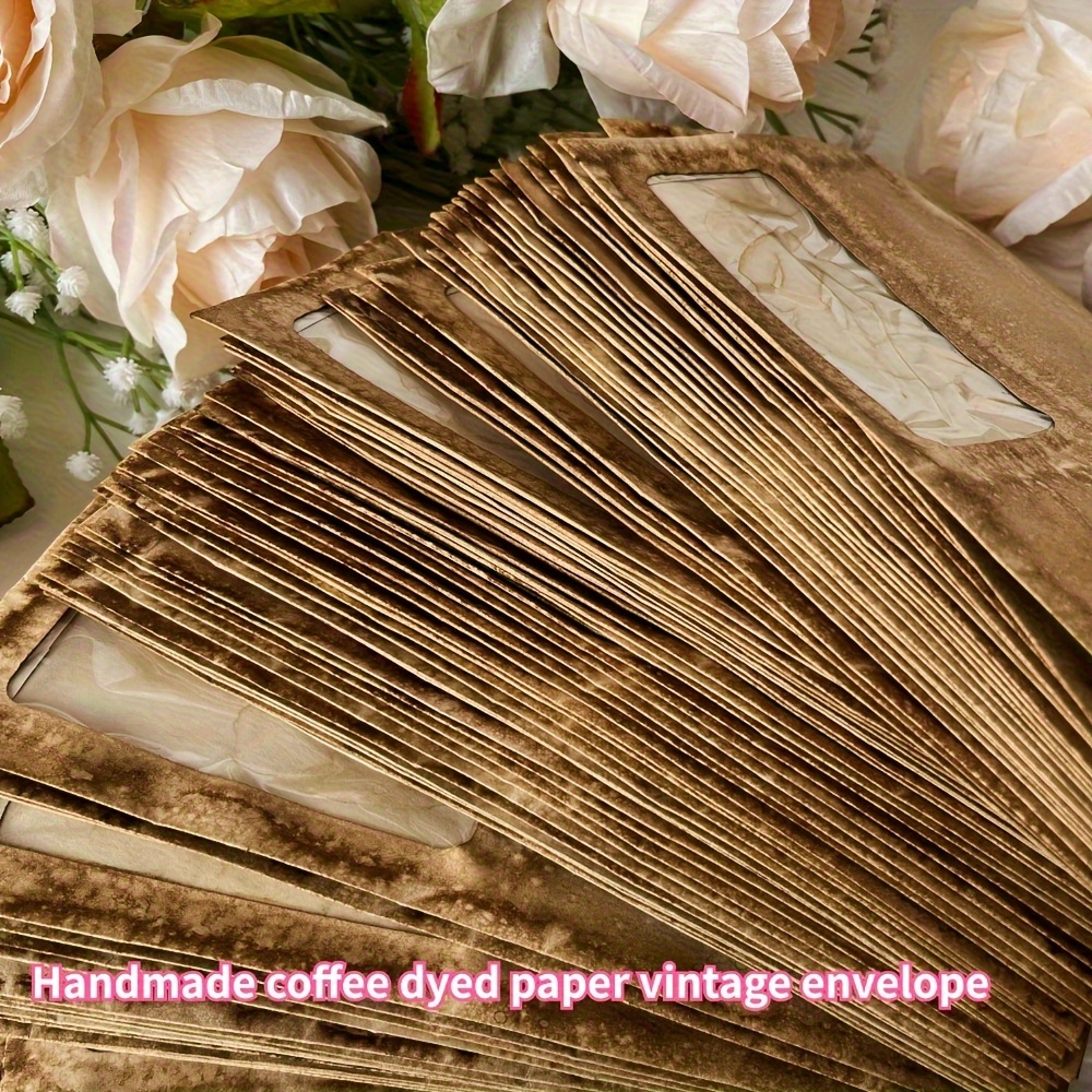 

5pcs -dyed Vintage Envelopes For Scrapbooking, Junk Journals & Collage Decor - Matte With Adhesive Closure