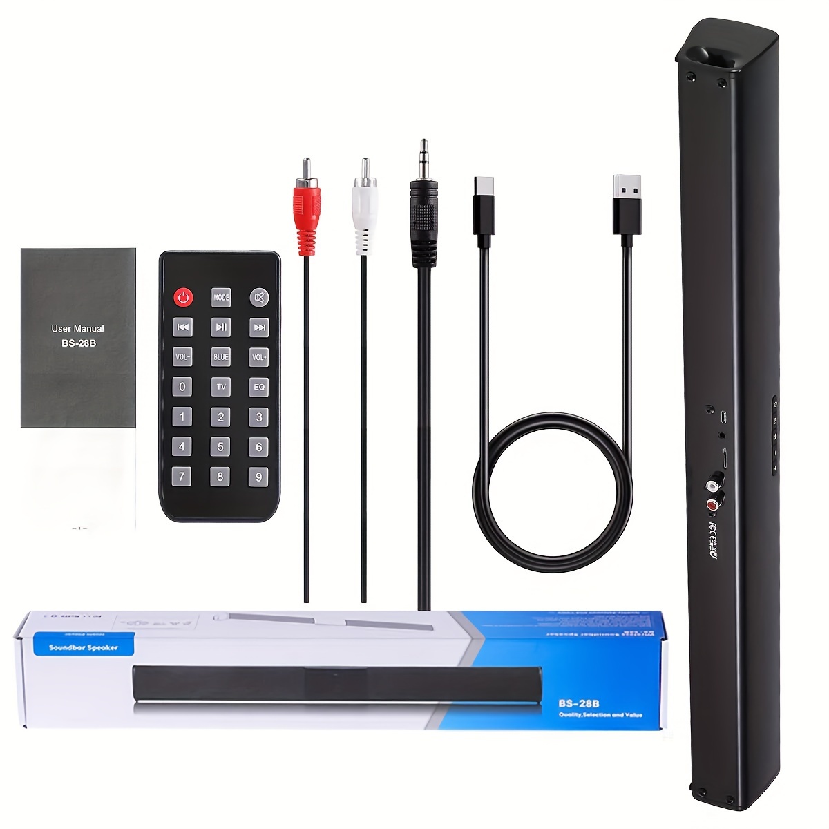 E-shop BT Surround Sound Bar 4 Lautsprecher System Subwoofer TV Heimkino Fernbedienung