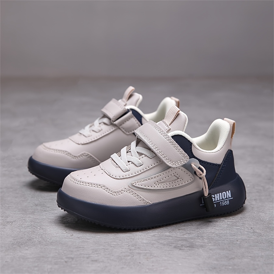 Boys' Lightweight EVA Soft Sole Sneakers with Closure - Breathable Fabric Lining, Low-Top Casual Shoes for Running, Hiking & Outdoor Activities, White & Navy Blue, Boy Sneakers, Running Footwear, Vintage Style, Durable Construction, Schoolboy Style, Young Athletes