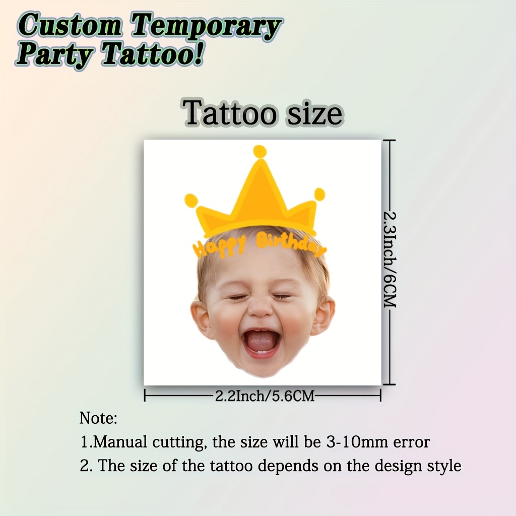 TEMU 21pcs Of Interesting Tattoo Customization - Large Head Temporary Tattoo Stickers | Personalized Photos And | Used For Theme Parties, Birthdays,