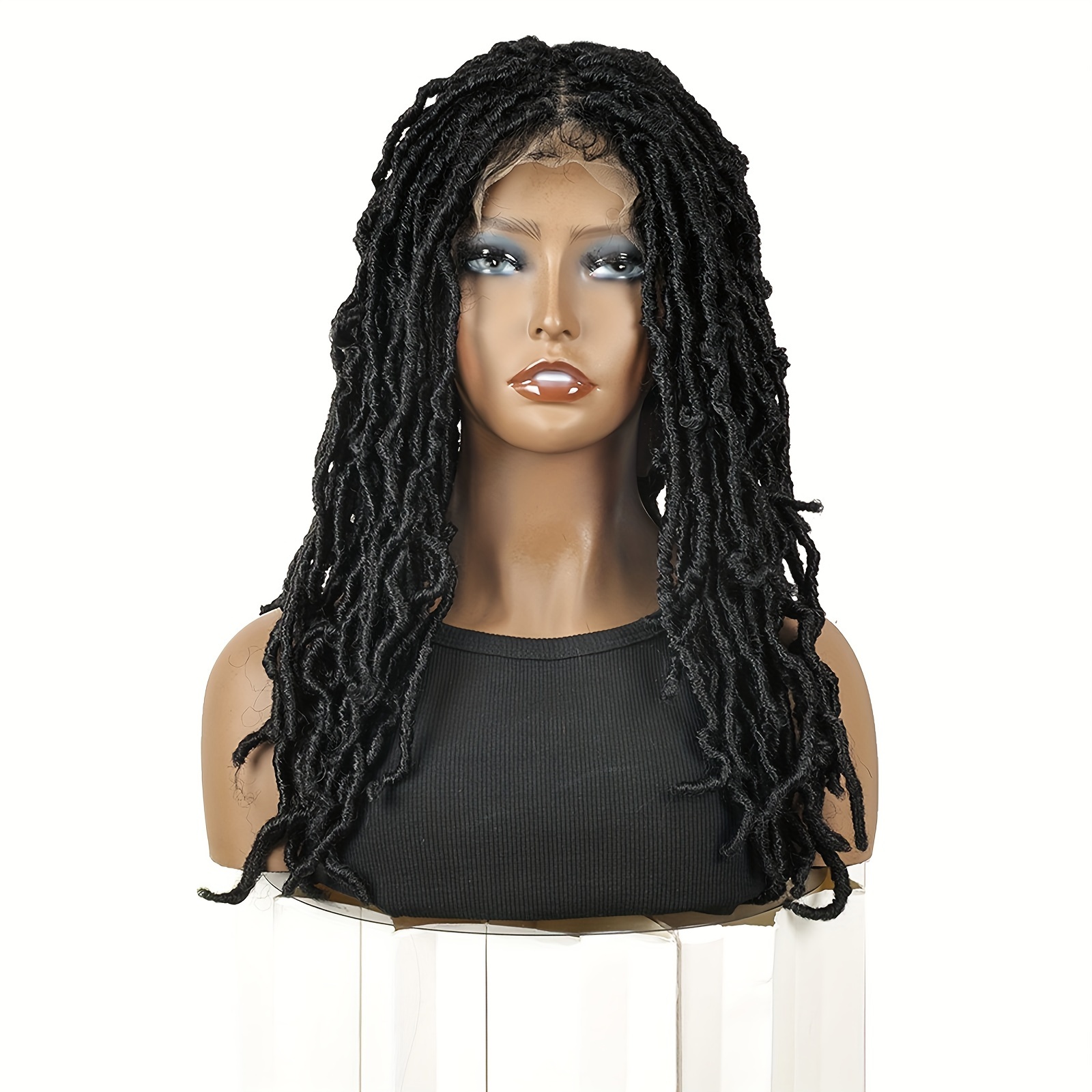 TEMU Knotless Braided Wigs Locs Wigs For Full Double Lace Front Braid Wigs Synthetic Lace Frontal Wig Braid Hair Wig 22 Inch