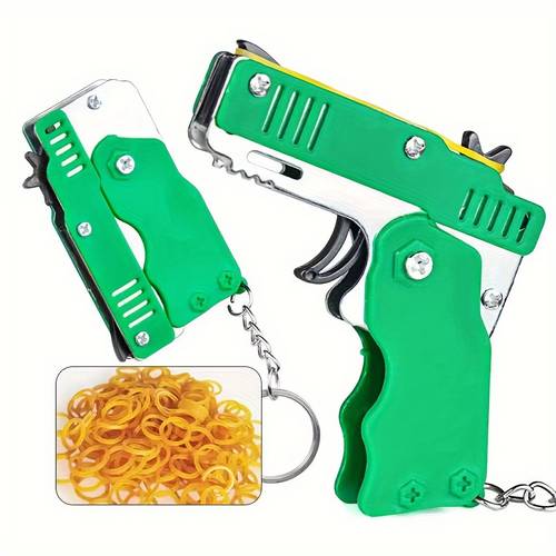 lastik bant fırlatıcı oyuncak seti, metal katlanabilir altı atışlı anahtarlık ile ev parti aktiviteleri için noel çorabı dolguları, noel çorabı dolguları