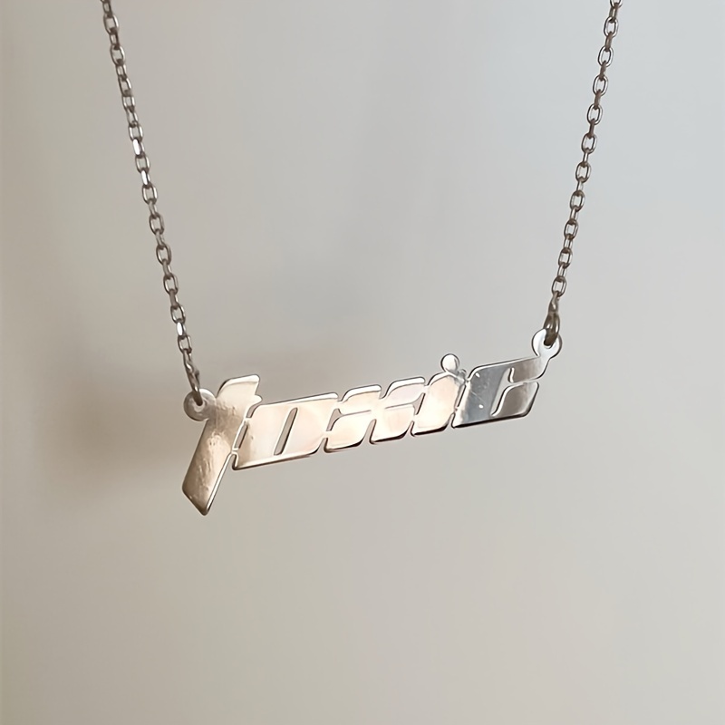 TEMU Customized Queen Name Necklace, Personalized Minimalist Name Necklace In Stainless Steel, Trendy Jewelry For Women And, Language To English