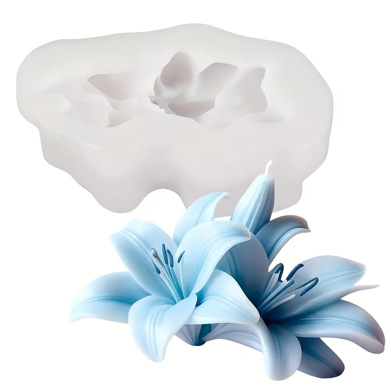 TEMU 1 Realistic Lily Flower Silicone Mold - Reusable, For Lotus Leaf And Petal Mold For Clay/resin/candle/soap/plaster, For Diy Crafts, Wedding