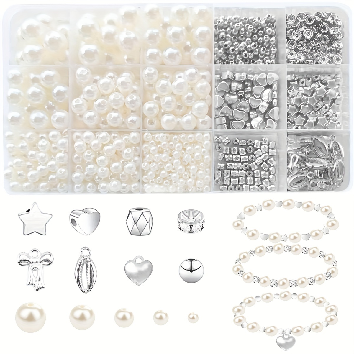 

720pcs Elegant White With Golden/silvery Ccb Assorted Plastic Spacer Beads For Jewelry Making Diy Special Bracelet Earrings Necklace Handmade Craft Supplies
