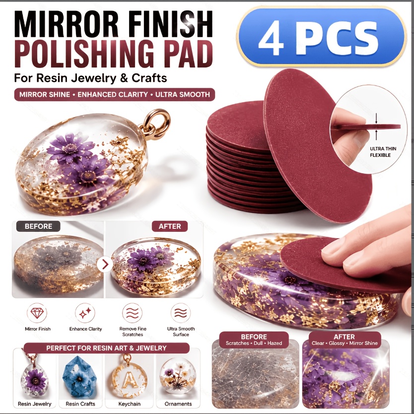 TEMU 4 Mirror End Polishing Discs 1000 Mesh 2 Sheets 2000 Mesh 2 Sheets Remove Scratches Restore Gloss Enhance Resin Jewelry Crafts Statue Polishing