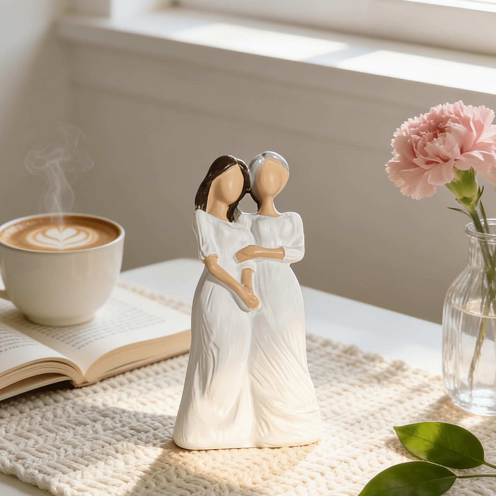 TEMU 1pc Mother And Daughter Holding Hands Statue - A Family Statue Depicting A Mother And Daughter Or Sisters Embracing, Decor, Bedrooms, And Living