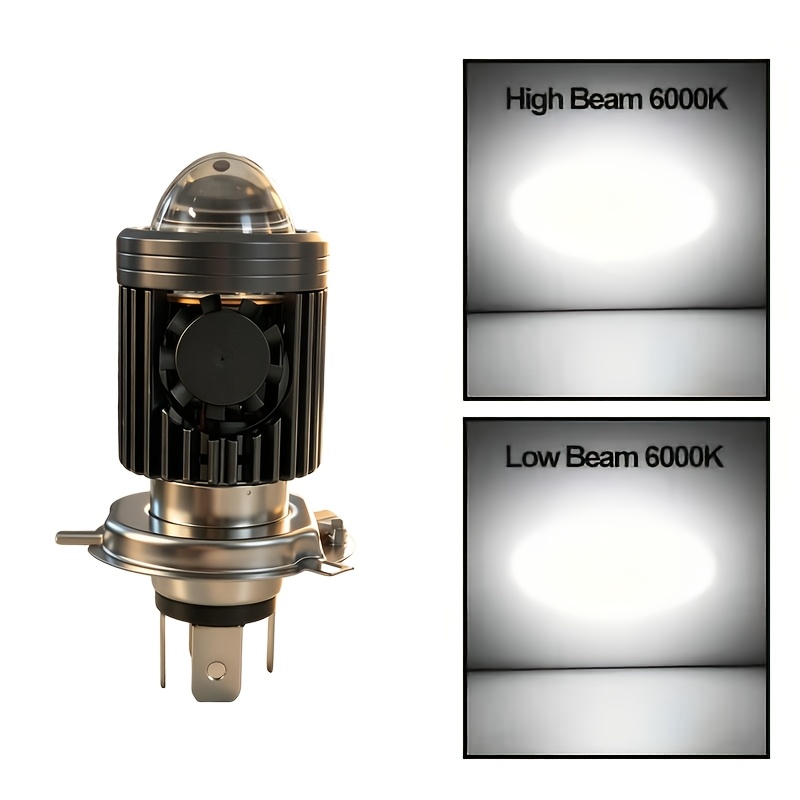 TEMU Heyword 1pc H4 Motorcycle Led Light With A For Motorcycle Two-color Beam Motorbike Front Light Scooter Ba20d, Without Battery