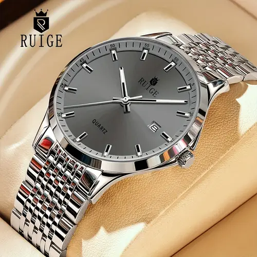mens quartz watch stainless steel luxury sports mens watch calendar with night light leisure business watch