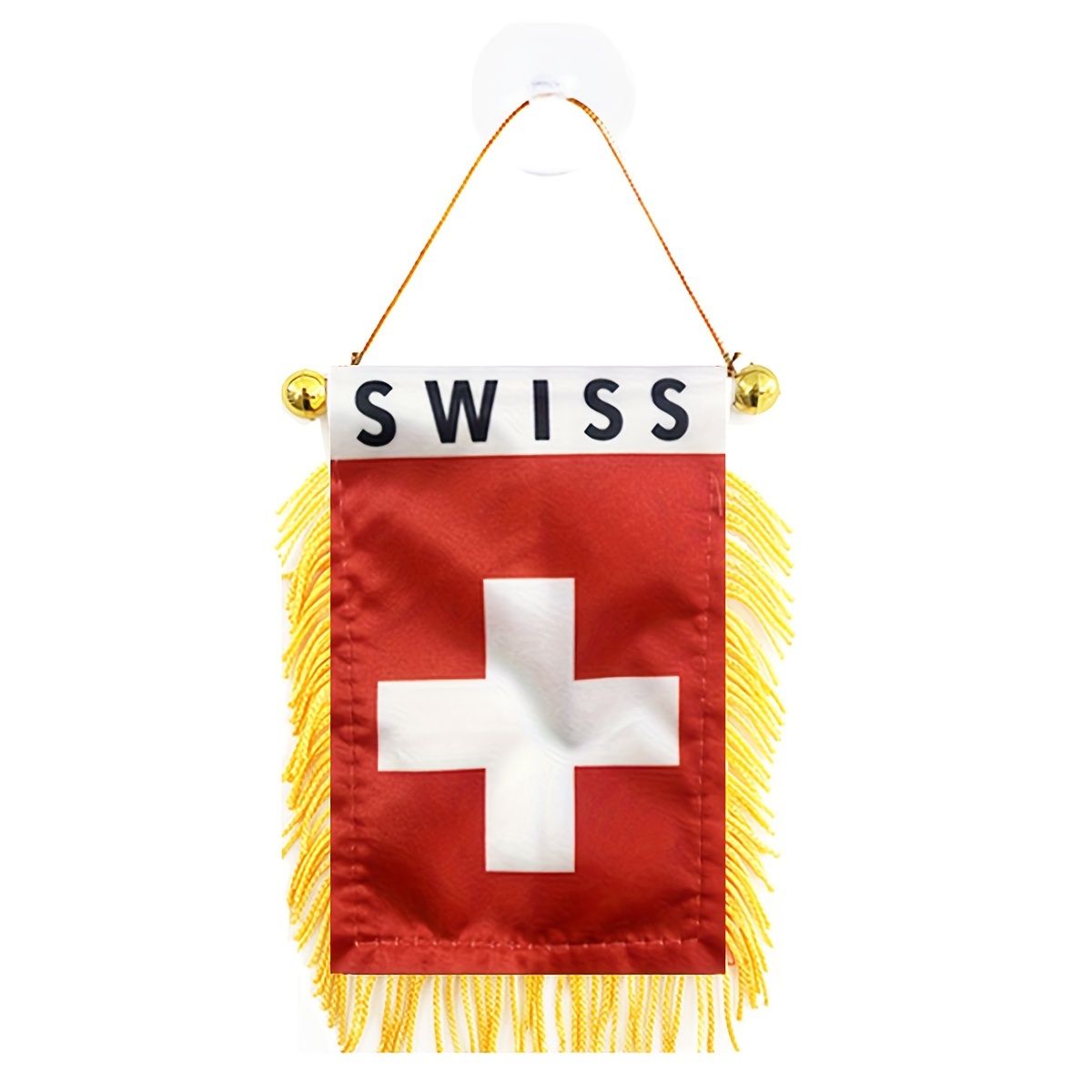 

1pc Switzerland Flag Window Hanging Ch Che Swiss 3x4 Inch 8x12cm Double Side Mini Flag Banner Car Mirror Decor Fringed Hanging Flag With Suction Cup