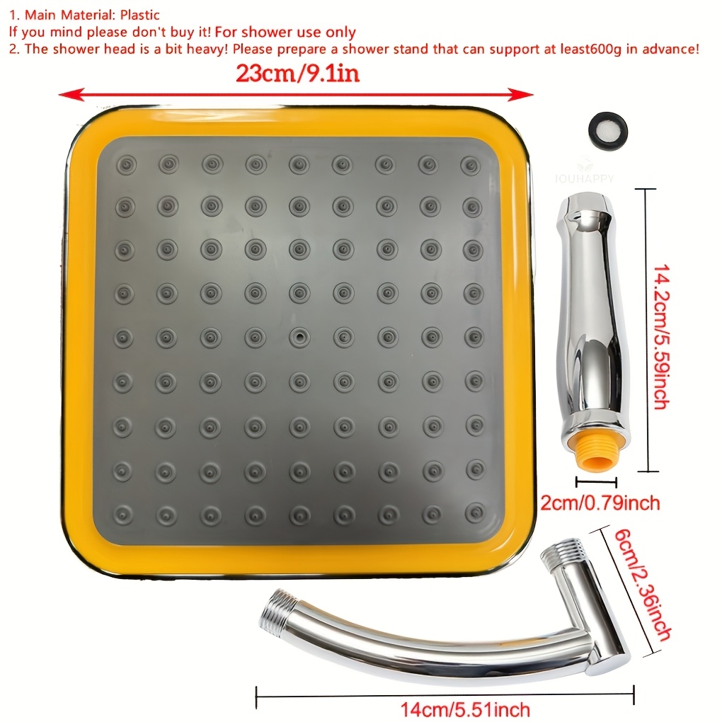 22.86 cm Bathroom Rainfall Shower Head, ABS Chrome Finish