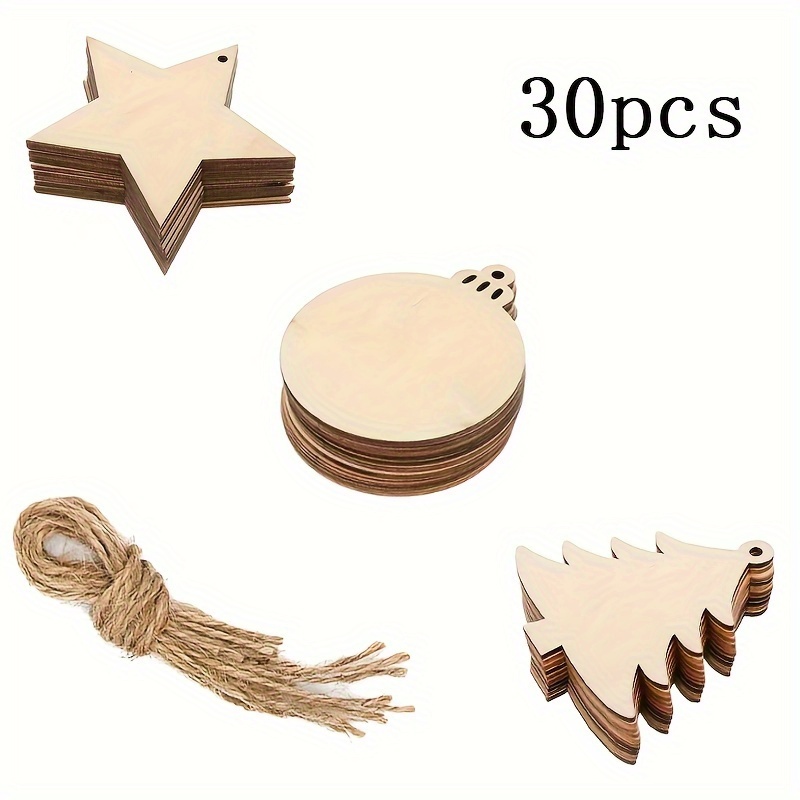 Image of 30pcs Christmas Wood Pieces, Wooden Decorative Hanging Decorative Wood Crafts Small Pendants For Christmas Tree Decoration (christmas Tree/ball/) Christmas Thanksgiving Winter Decorations