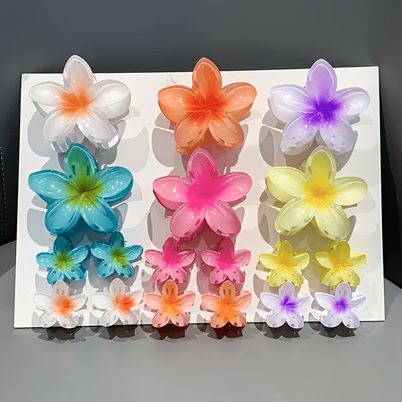 6pcs Random Color Frangipani Hair Additions, Beach Style