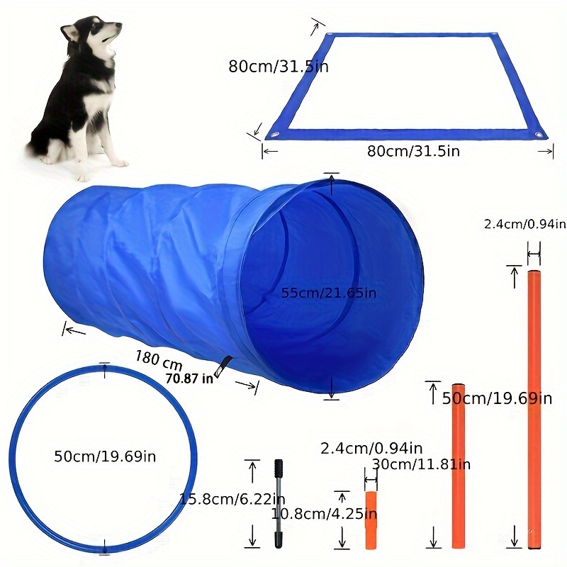 E-shop Agility-Set Ausrüstung für Hunde, verschiedene Kombinationen, verstellbare Höhe mit Sprungringen, Tunnel, Slalom, Hürden und geflochtenen